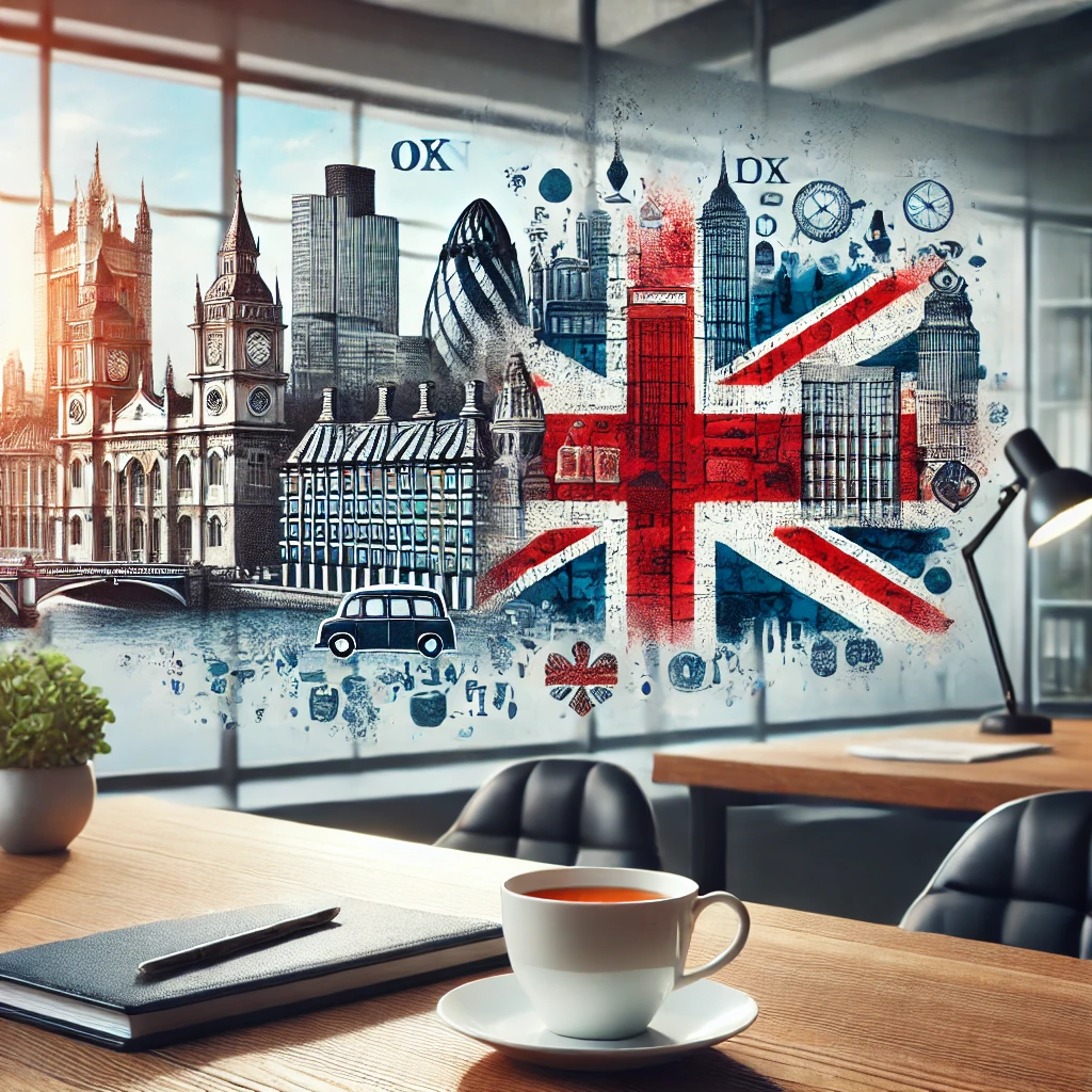 British idioms: image showing the city of London and the British flag representing learning ogf the english language for career growth