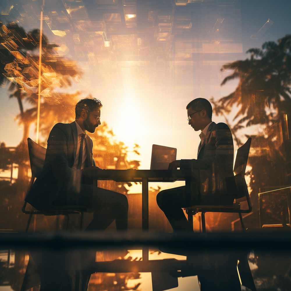 two people in a business networking session. 