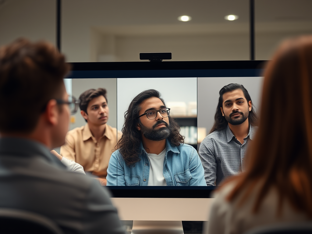 people muted in an online workplace meeting. This image represents being considerate and is an important business english sentence for remote working